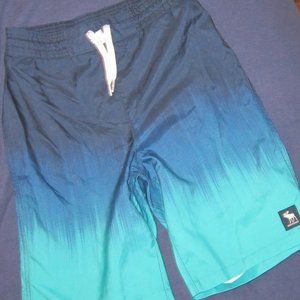 teen tween boardshorts swim trunks ombre blue teal